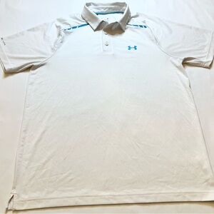 Under Armour Coldblack Men's Polo Shirt in White with Blue Details